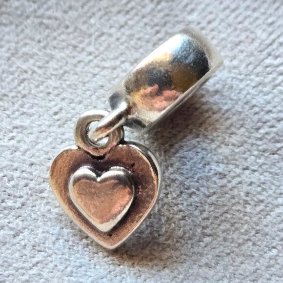 Heart on Heart Pandora Charm in Sterling Silver - Picture 2 of 6